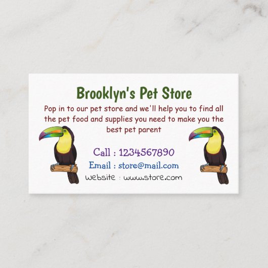 ケール州のツウカンの鳥の漫画イラストレーション 名刺 (正面)