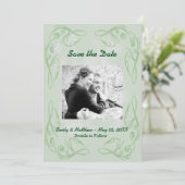 ケール抽象芸術縁ど旋回日付フラットカードの保存 セーブザデート (スタンド正面)