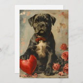 ケーン・コルソの子犬 ヴィンテージ バレンタインデー シーズンカード (正面/裏面)