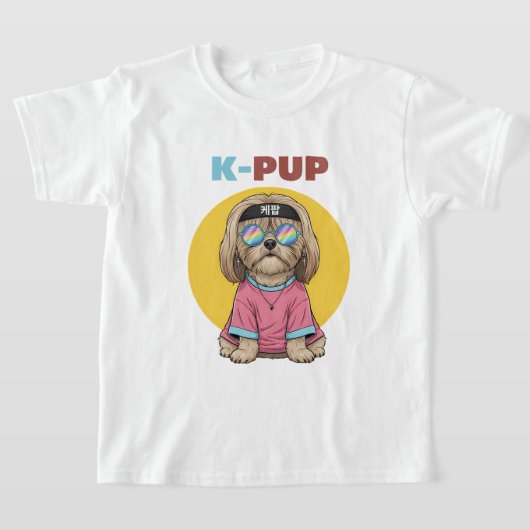 ケー+ポップ犬 Tシャツ (レイダウン)