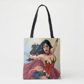 ケ疑問に思ープを着た女性 トートバッグ (正面)