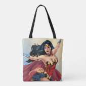 ケ疑問に思ープを着た女性 トートバッグ (裏面)