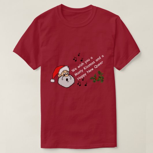 ゲイおもしろいクリスマスウィッシュマンリーキスマスハッピー同性愛者 Tシャツ (デザイン正面)