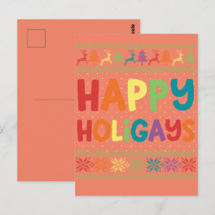 ゲイおもしろいクリスマスLGBTハッピーホリゲイズレインボー ポストカード