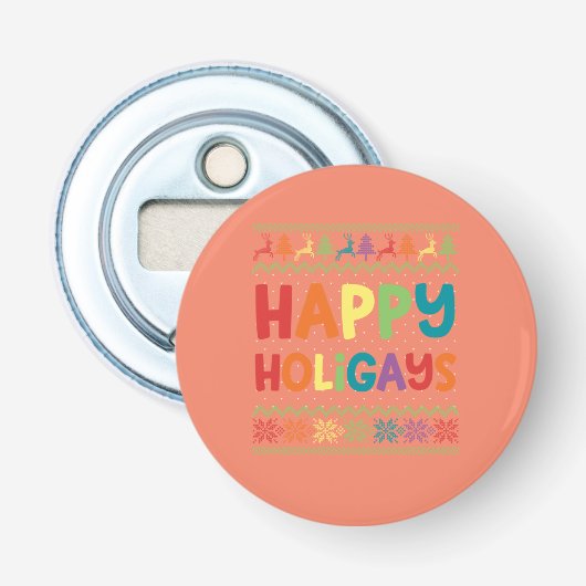 ゲイおもしろいクリスマスLGBTハッピーホリゲイズレインボー 栓抜き (正面)