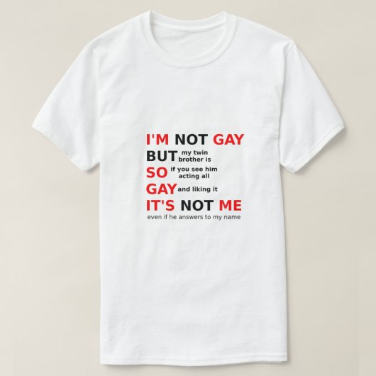 ゲイおもしろいLGBTQことわざゲイギフトアイディアブラックレッド Tシャツ (デザイン正面)
