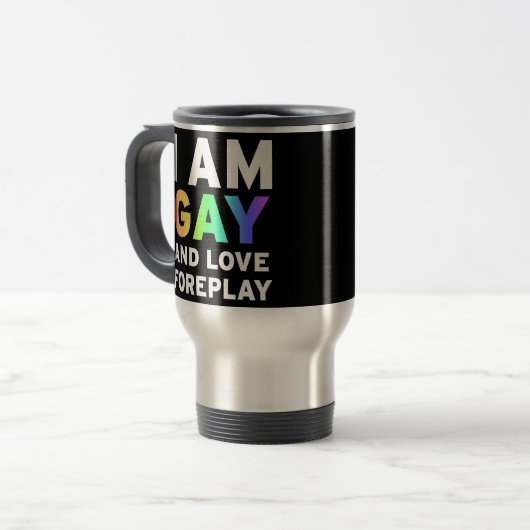 ゲイおもしろいMLMギフトアイディア男の子のための同性愛者LGBT トラベルマグ (正面左)