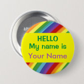 ゲイか子供の虹はこんにちは私の名前名札Pinです 缶バッジ (正面&裏面)