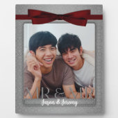 ゲイさん結婚の銀赤写真 フォトプラーク (正面)