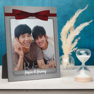 ゲイさん結婚の銀赤写真 フォトプラーク