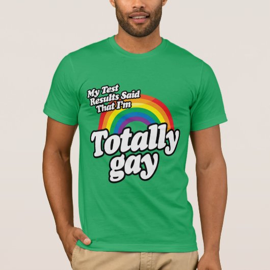 ゲイだって検査結果に書いてある Tシャツ (正面)