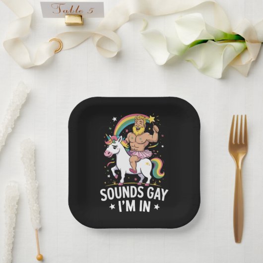 ゲイだなんて気にしない、参加します ペーパープレート (ウェディング)