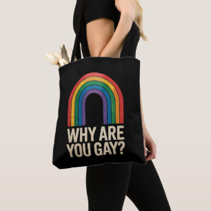 ゲイってなんで?面白いレインボー LGBTQプライド アリー トートバッグ