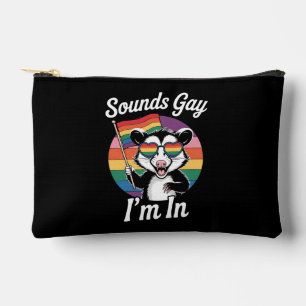 ゲイっぽい音がしたらイタチにいます 笑えるLGBTQプライド レインボー アクセサリーポーチ