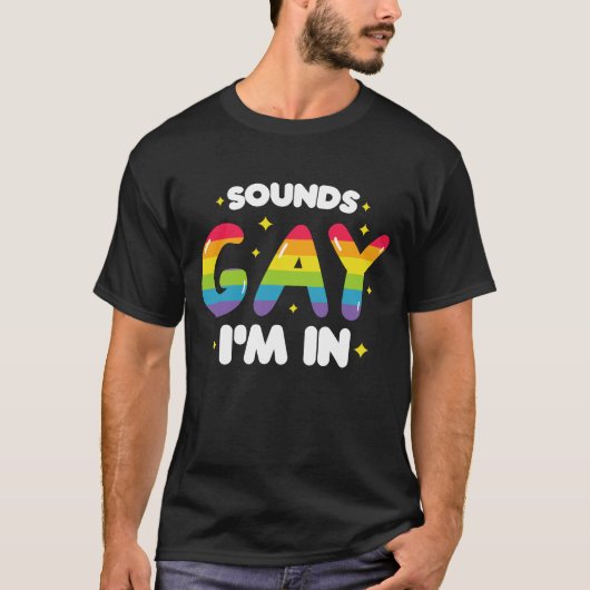 ゲイっぽい音がしたら入ってるよ 面白いLGBTプライド Tシャツ (正面)
