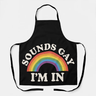 ゲイっぽい音がしたら入ります 面白いLGBTQプライド レインボー エプロン