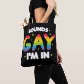ゲイっぽい音がしたら入るよ 面白いLGBTプライド トートバッグ (クローズアップ)