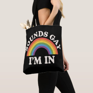 ゲイっぽい音がする 入っちゃうよ 面白いLGBTQプライド レインボー トートバッグ