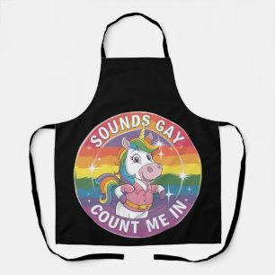 ゲイっぽい音がする?私もだよ ユニコーン レインボー LGBTQ エプロン