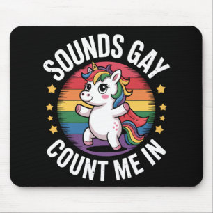 ゲイっぽい音がする?私も!ユニコーン レインボー LGBTQ Pride マウスパッド