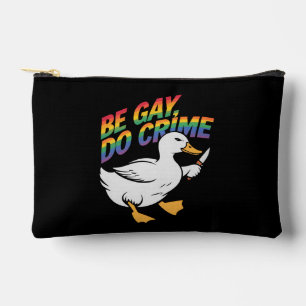 ゲイであれ 犯罪を犯せ おもしろ ガチョウ レインボープライド LGBTQ アクセサリーポーチ
