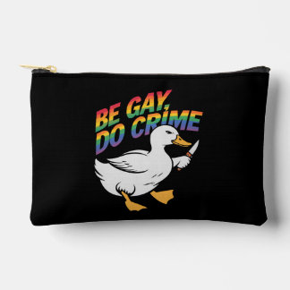 ゲイであれ 犯罪を犯せ おもしろ ガチョウ レインボープライド LGBTQ アクセサリーポーチ