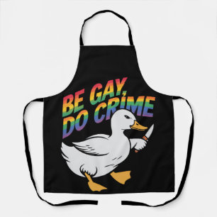 ゲイであれ 犯罪を犯せ おもしろ ガチョウ レインボープライド LGBTQ エプロン