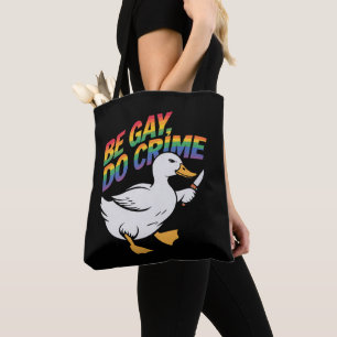 ゲイであれ 犯罪を犯せ おもしろ ガチョウ レインボープライド LGBTQ トートバッグ