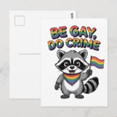 ゲイであれ、犯罪を犯せ 面白い たぬき LGBTQ ポストカード (正面/裏面)