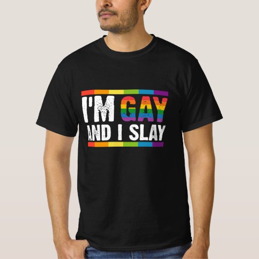 ゲイです、スゴイです!LGBTQ Pride Tシャツ (正面)