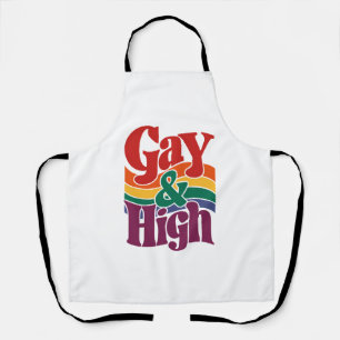 ゲイでハイなレトロLGBTQプライドフラグ エプロン
