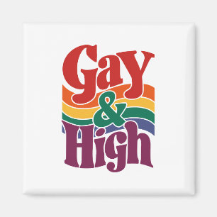 ゲイでハイなレトロLGBTQプライドフラッグ マグネット