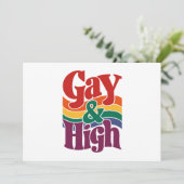ゲイでハイなレトロLGBTQプライドフラッグ 招待状 (スタンド正面)