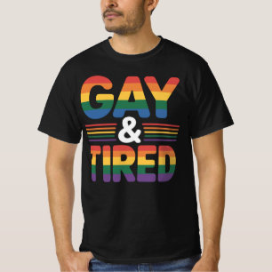 ゲイで疲れたLGBTQIAレトロな美意識のレズビアンPride Tシャツ
