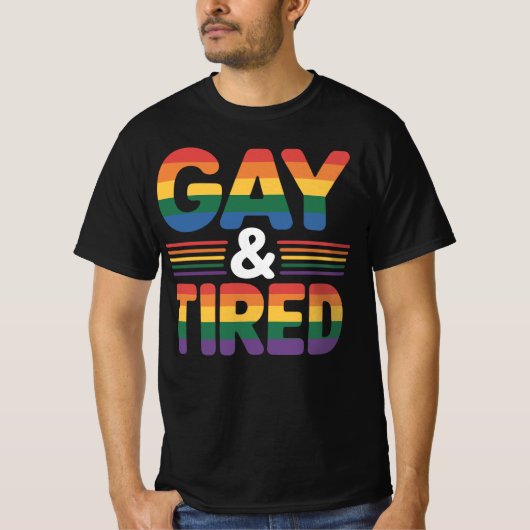 ゲイで疲れたLGBTQIAレトロな美意識のレズビアンPride Tシャツ (正面)