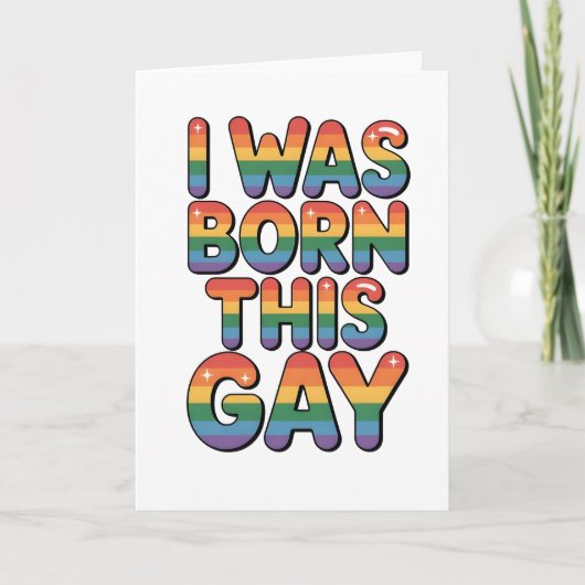 ゲイとして生まれた Funny LGBTQ プライド月間 カード (正面)