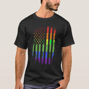 ゲイとレズビアンプライド月サポート虹の米国名 Tシャツ