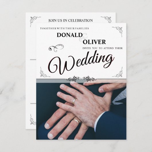 ゲイと結婚リングや輪の手 エンクロージャーカード (正面/裏面)