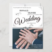 ゲイと結婚リングや輪の手 マグネット招待状 (正面)