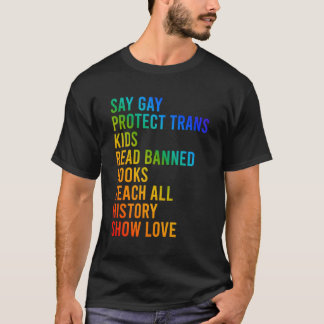 ゲイと言おう 読み禁じられた本を 教えよう すべての歴史を LGBTQ T Tシャツ
