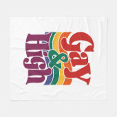 ゲイと高レトロLGBTQプライド国旗 フリースブランケット (正面(横))