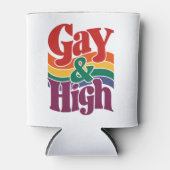 ゲイと高レトロLGBTQプライド国旗 缶クーラー (正面)