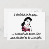 「ゲイに決めた」 はがき – カスタマイズ可能 (正面/裏面)