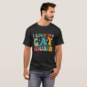 ゲイのいとこ大好き グルービーレインボー LGBTプライド Tシャツ (正面フル)