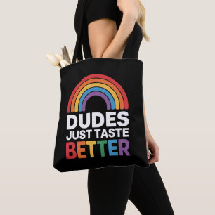 ゲイのためのダズは味がいいだけの虹のLGBTQパロディグッズ トートバッグ
