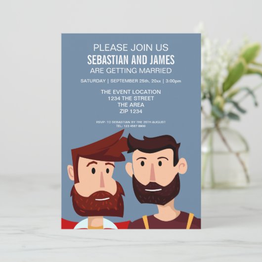 ゲイのカゴをテーマにした結婚アニメ 招待状 (スタンド正面)