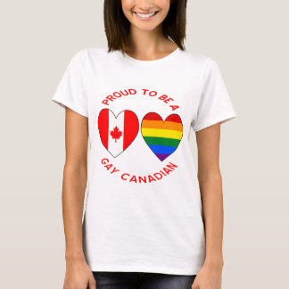 ゲイのカナダ人であることを誇りに思う ハート 米国 カナダ国旗 Tシャツ