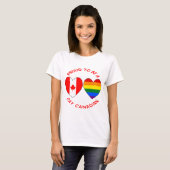 ゲイのカナダ人であることを誇りに思う ハート 米国 カナダ国旗 Tシャツ (正面フル)