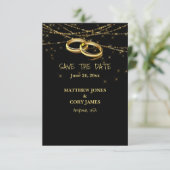 ゲイのスパークリング ライトとゴールドの結婚指輪 セーブザデート (スタンド正面)