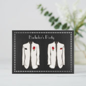 ゲイのバチェラーパーティー招待状（ツータックス姿） 招待状 (スタンド正面)